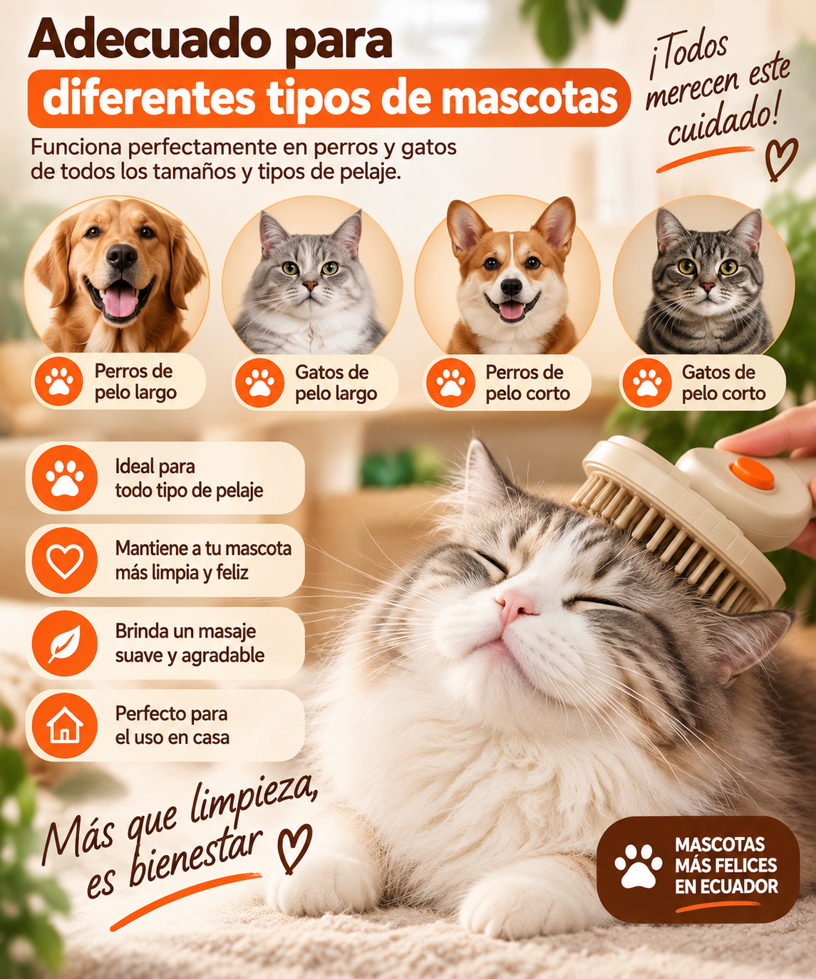 Cepillo A Vapor Para Mascotas