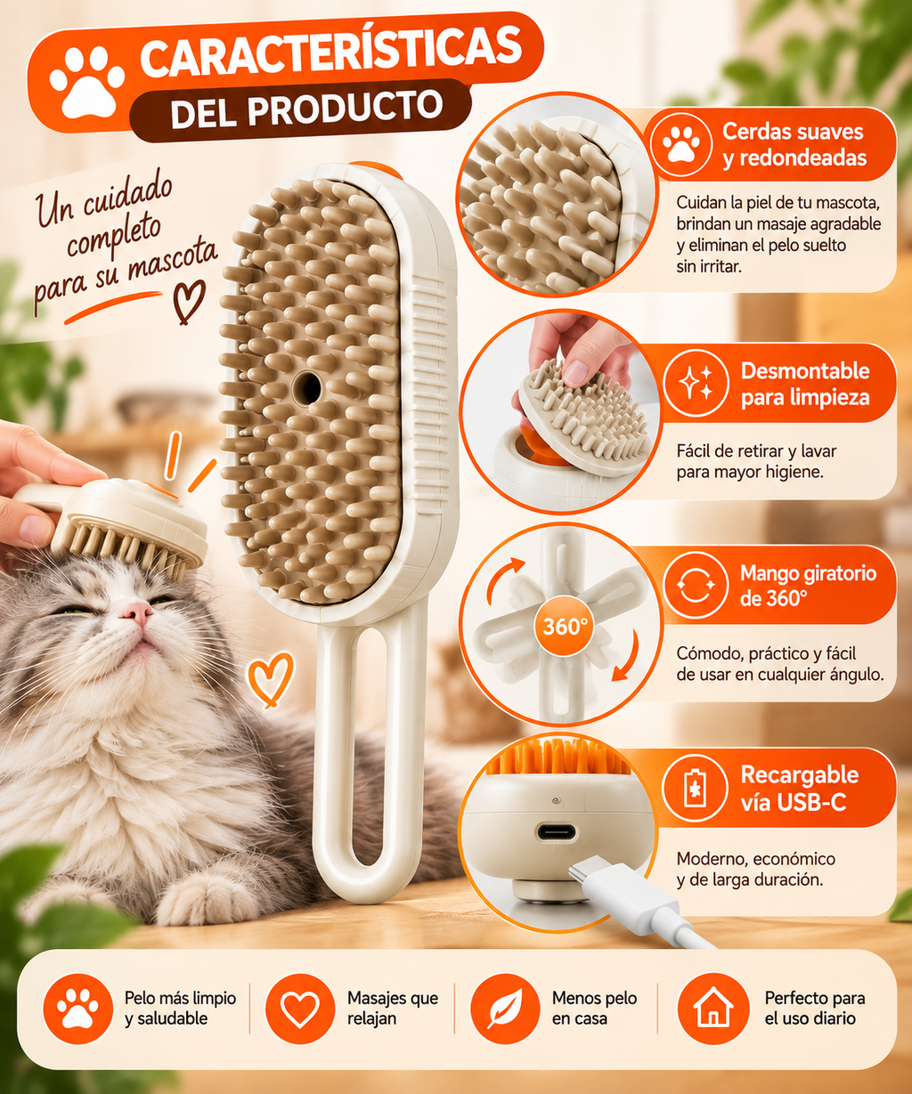 Cepillo A Vapor Para Mascotas