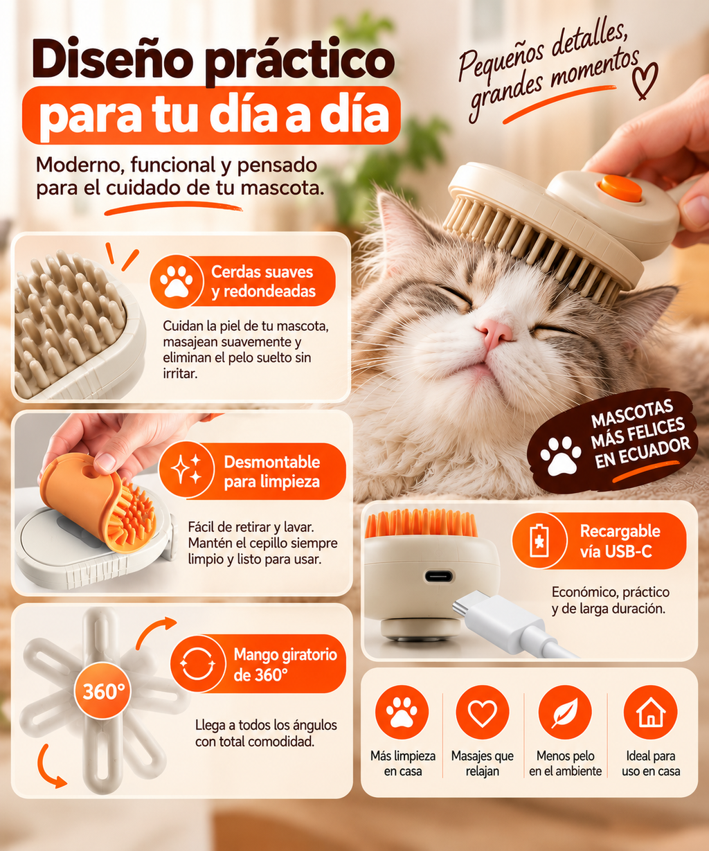 Cepillo A Vapor Para Mascotas